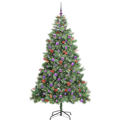 vidaXL Artificial Christmas Tree 300 LEDs Warm White PVC and Metal - Green - 210 cm - 45859