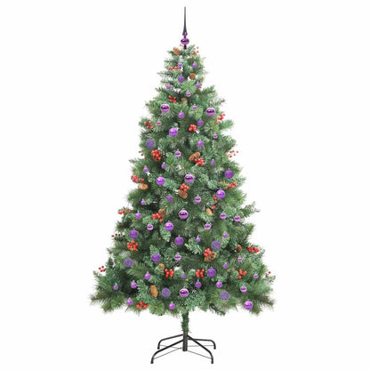 vidaXL Artificial Christmas Tree 300 LEDs Warm White PVC and Metal - Green - 210 cm - 45859