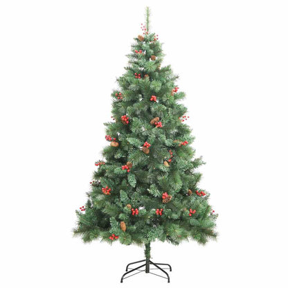vidaXL Artificial Christmas Tree 300 LEDs Warm White PVC and Metal - Green - 210 cm - 45859