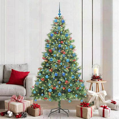 vidaXL Artificial Christmas Tree 300 LEDs Warm White PVC and Metal - Green - 210 cm - 45866
