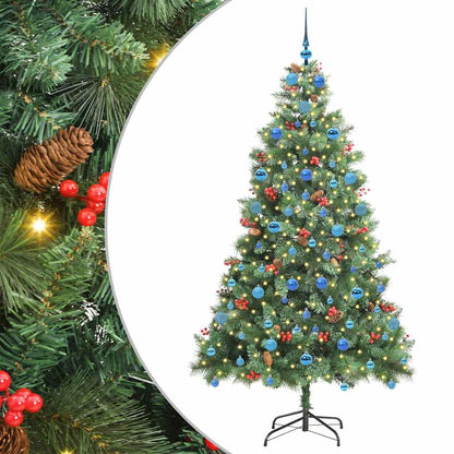 vidaXL Artificial Christmas Tree 300 LEDs Warm White PVC and Metal - Green - 210 cm - 45866