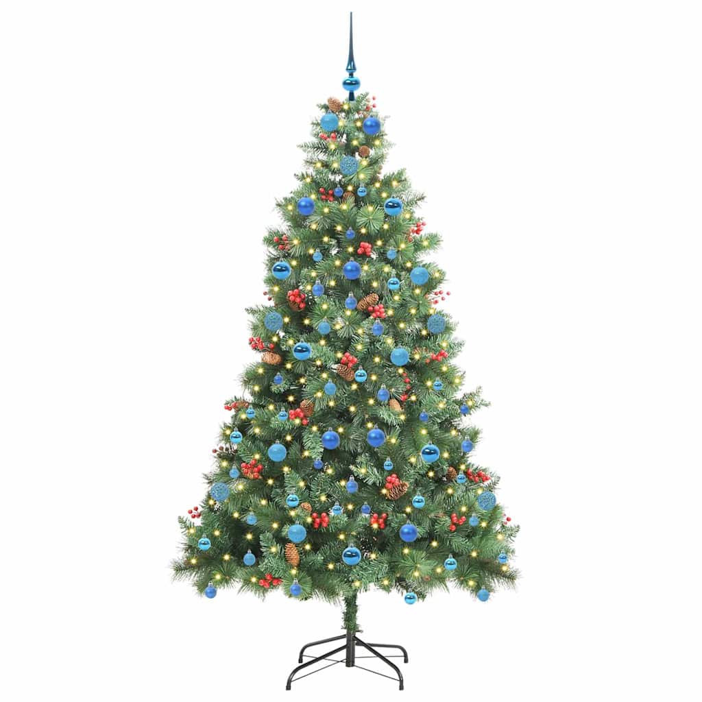 vidaXL Artificial Christmas Tree 300 LEDs Warm White PVC and Metal - Green - 210 cm - 45866