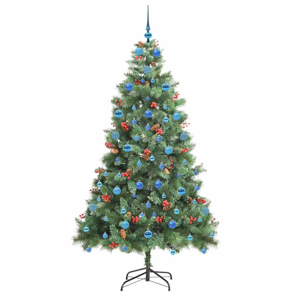 vidaXL Artificial Christmas Tree 300 LEDs Warm White PVC and Metal - Green - 210 cm - 45866
