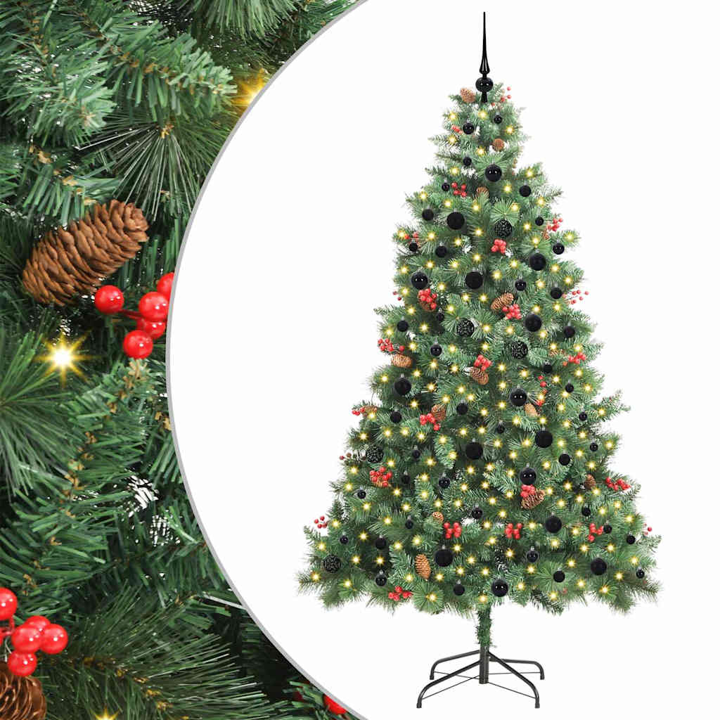 vidaXL Artificial Christmas Tree 300 LEDs Warm White PVC and Metal - Green - 240 cm