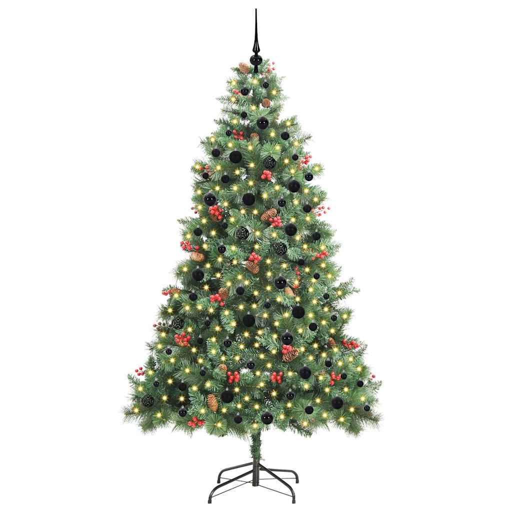 vidaXL Artificial Christmas Tree 300 LEDs Warm White PVC and Metal - Green - 240 cm