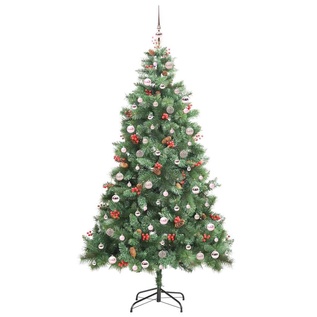 vidaXL Artificial Christmas Tree 300 LEDs Warm White PVC and Metal - Green - 240 cm - 45888