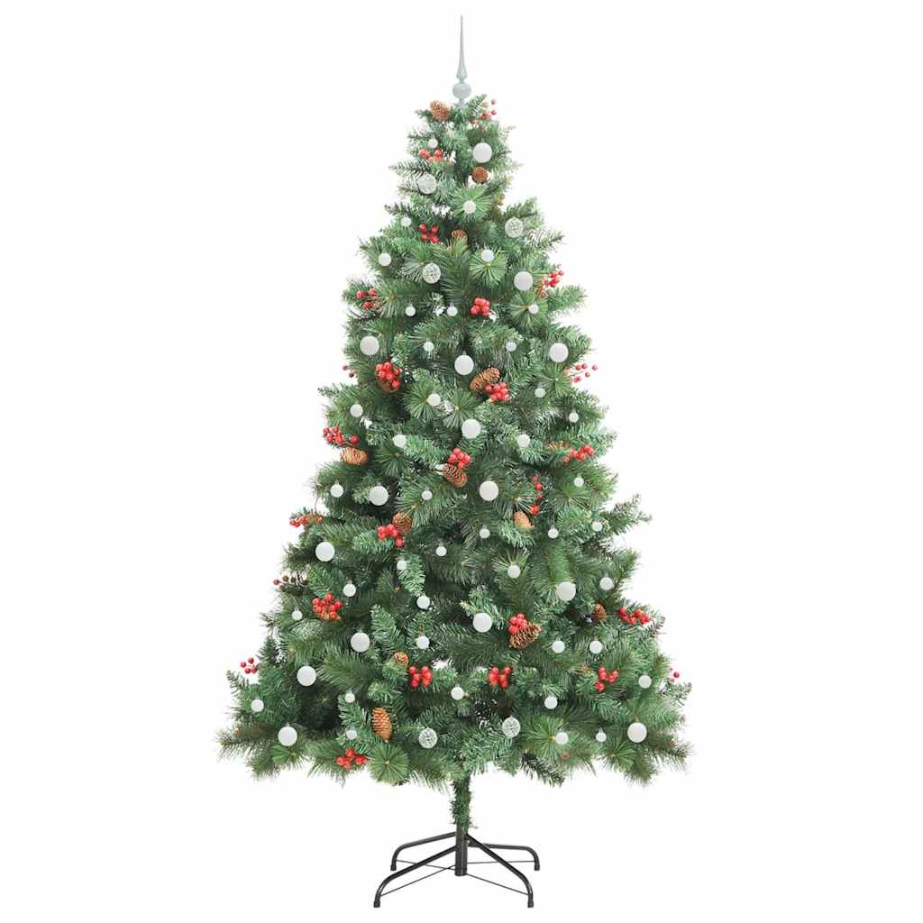 vidaXL Artificial Christmas Tree 300 LEDs Warm White PVC and Metal - Green - 240 cm - 45890