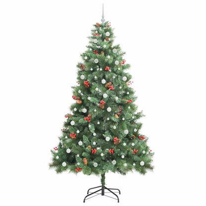 vidaXL Artificial Christmas Tree 300 LEDs Warm White PVC and Metal - Green - 240 cm - 45890