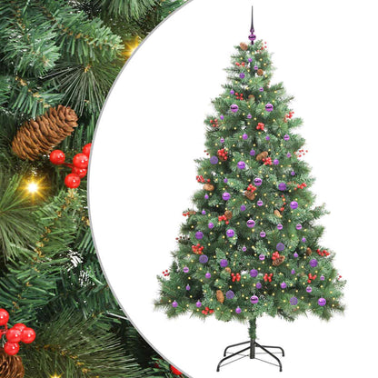 vidaXL Artificial Christmas Tree 300 LEDs Warm White PVC and Metal - Green - 240 cm - 45892