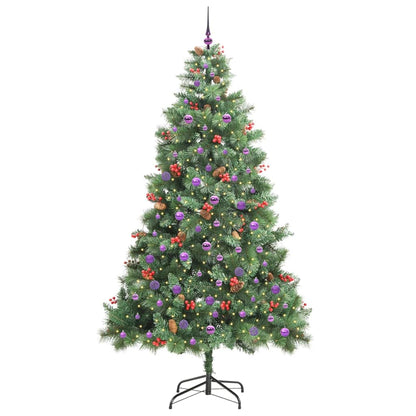 vidaXL Artificial Christmas Tree 300 LEDs Warm White PVC and Metal - Green - 240 cm - 45892
