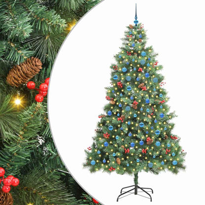 vidaXL Artificial Christmas Tree 300 LEDs Warm White PVC and Metal - Green - 240 cm - 45897