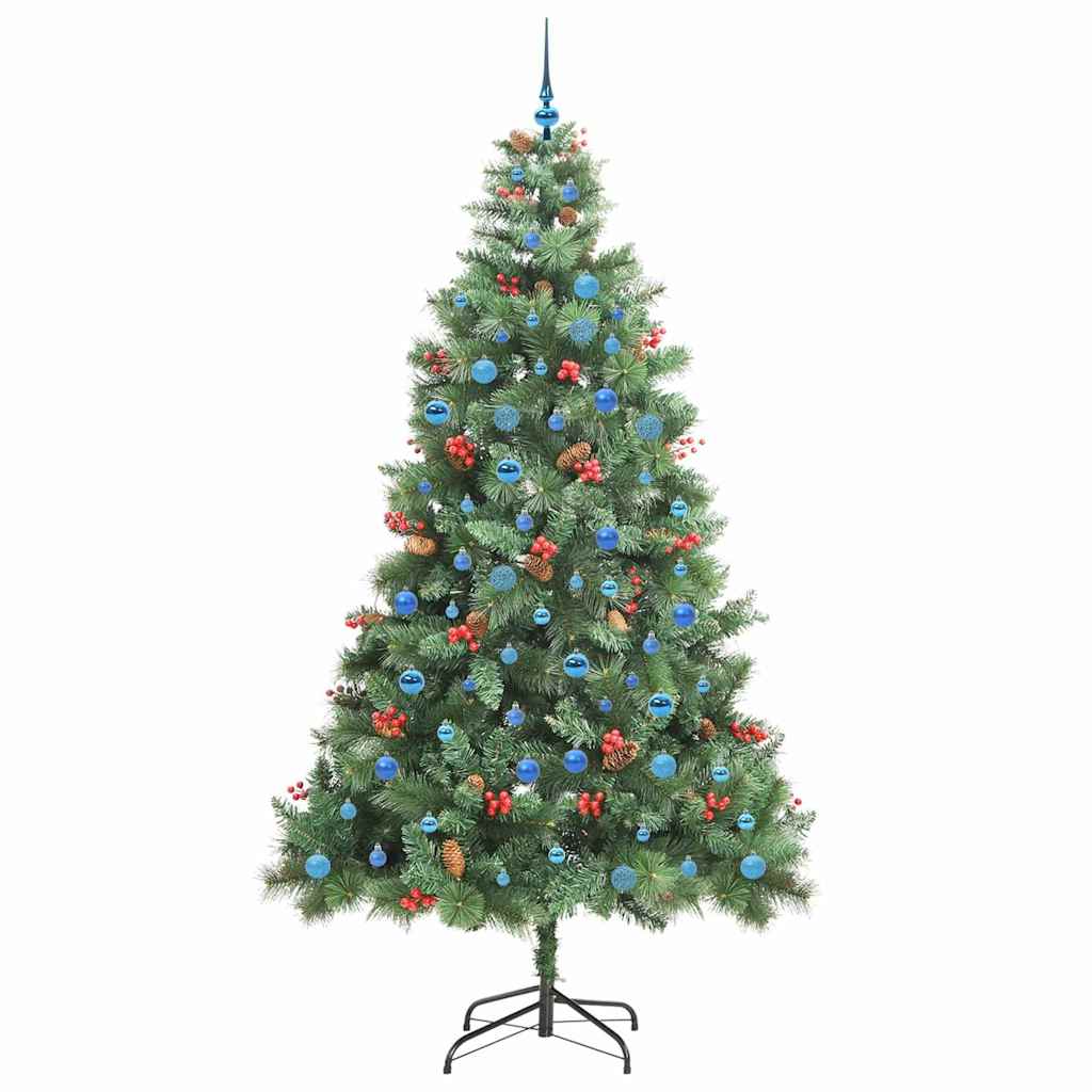 vidaXL Artificial Christmas Tree 300 LEDs Warm White PVC and Metal - Green - 240 cm - 45897