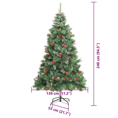 vidaXL Artificial Christmas Tree 300 LEDs Warm White PVC and Metal - Green - 240 cm - 45897