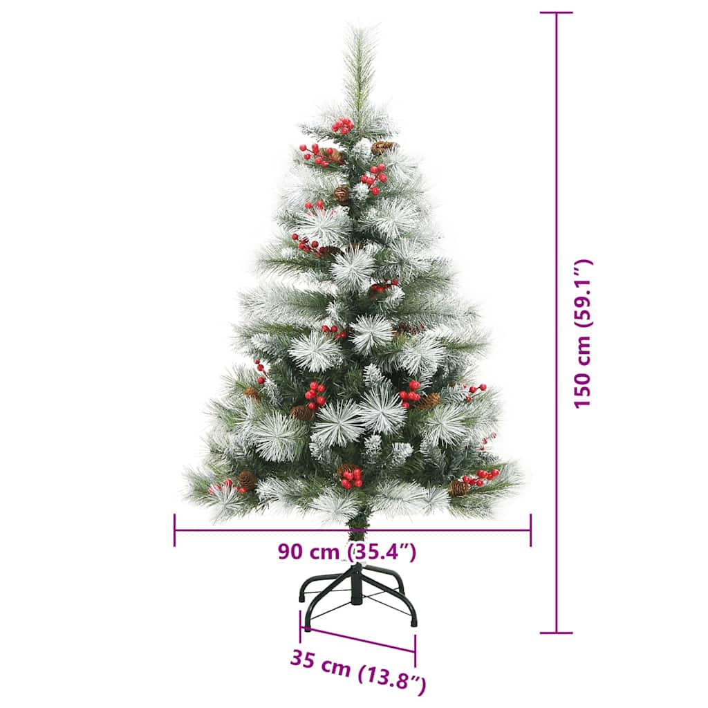 vidaXL Artificial Christmas Tree Green and white 150 cm