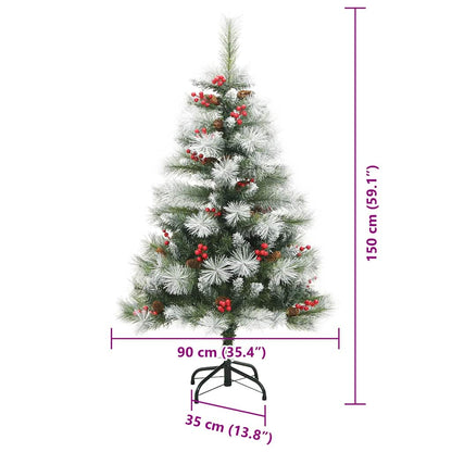 vidaXL Artificial Christmas Tree Green and white 150 cm - 45976