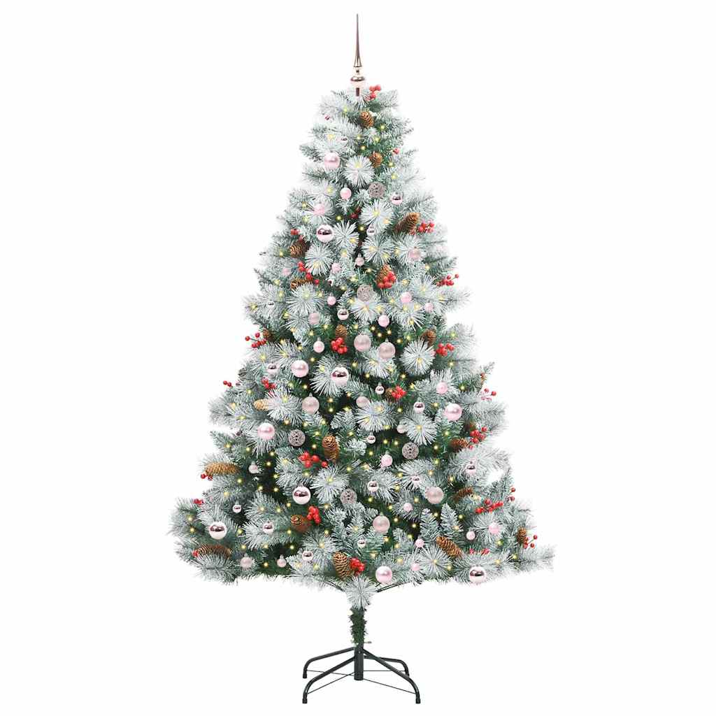 vidaXL Artificial Christmas Tree Green and white 210 cm - 46039