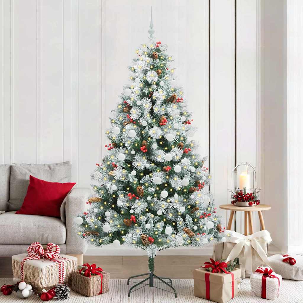 vidaXL Artificial Christmas Tree Green and white 210 cm - 46044