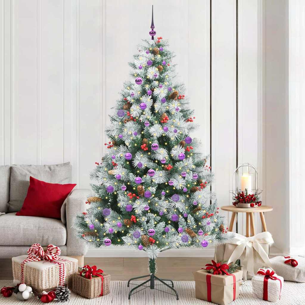 vidaXL Artificial Christmas Tree Green and white 210 cm - 46049