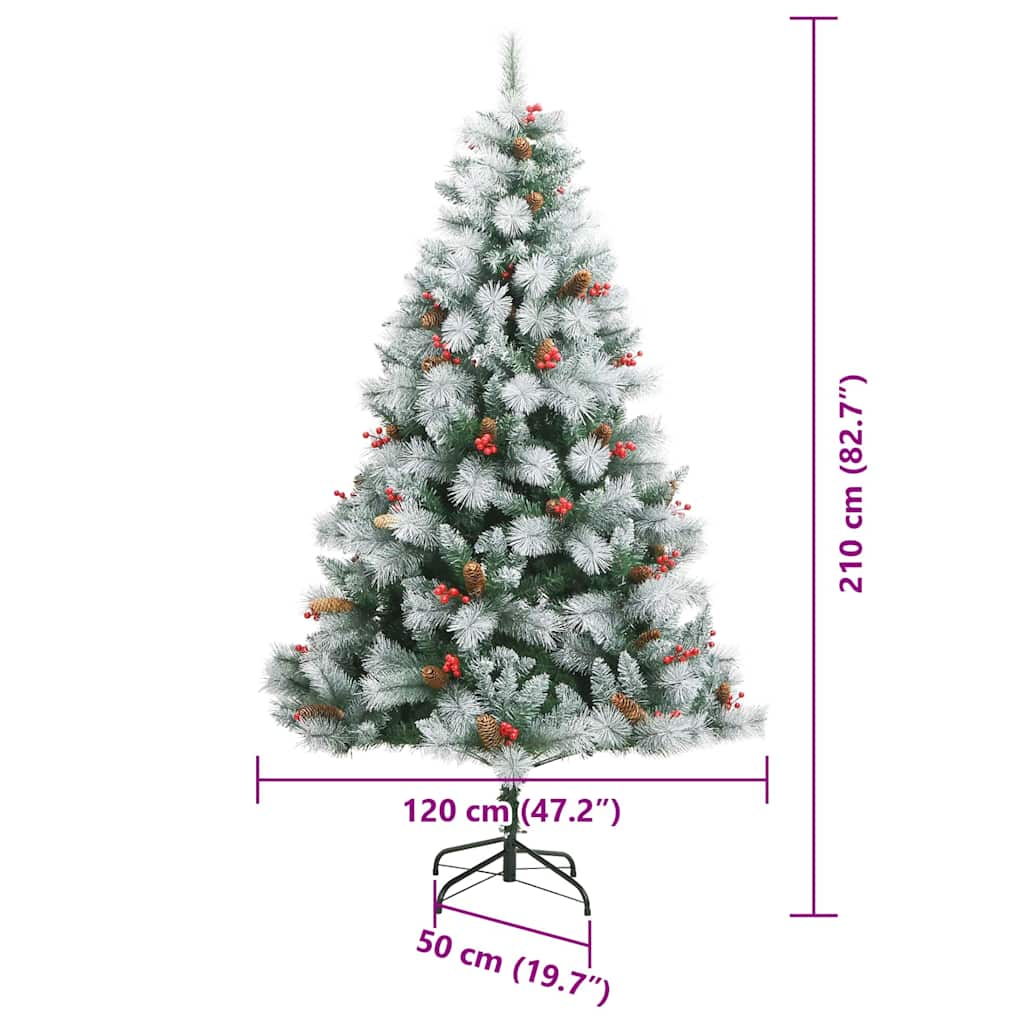 vidaXL Artificial Christmas Tree Green and white 210 cm - 46049