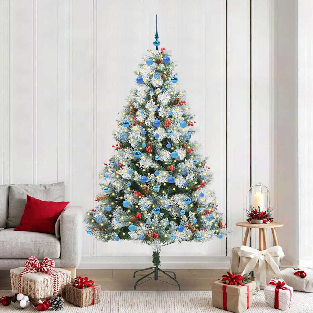 vidaXL Artificial Christmas Tree Green and white 210 cm - 46050