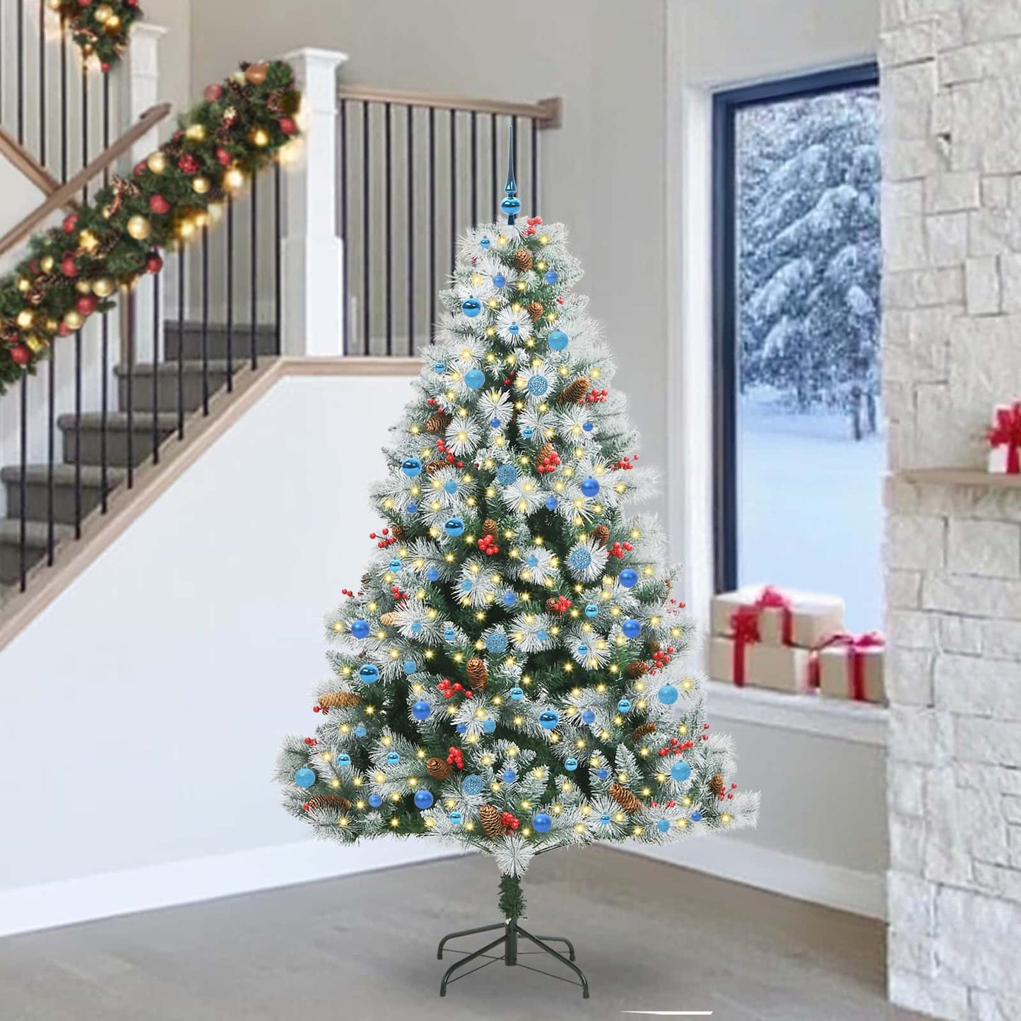 vidaXL Artificial Christmas Tree Green and white 240 cm - 46087
