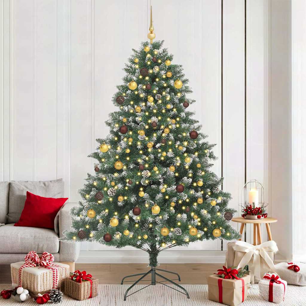 vidaXL Artificial Christmas Tree with 300 LEDs with Stand Green 210 cm - 46195