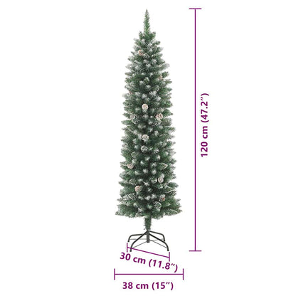 vidaXL Artificial Slim Christmas Tree Green and White 120 cm