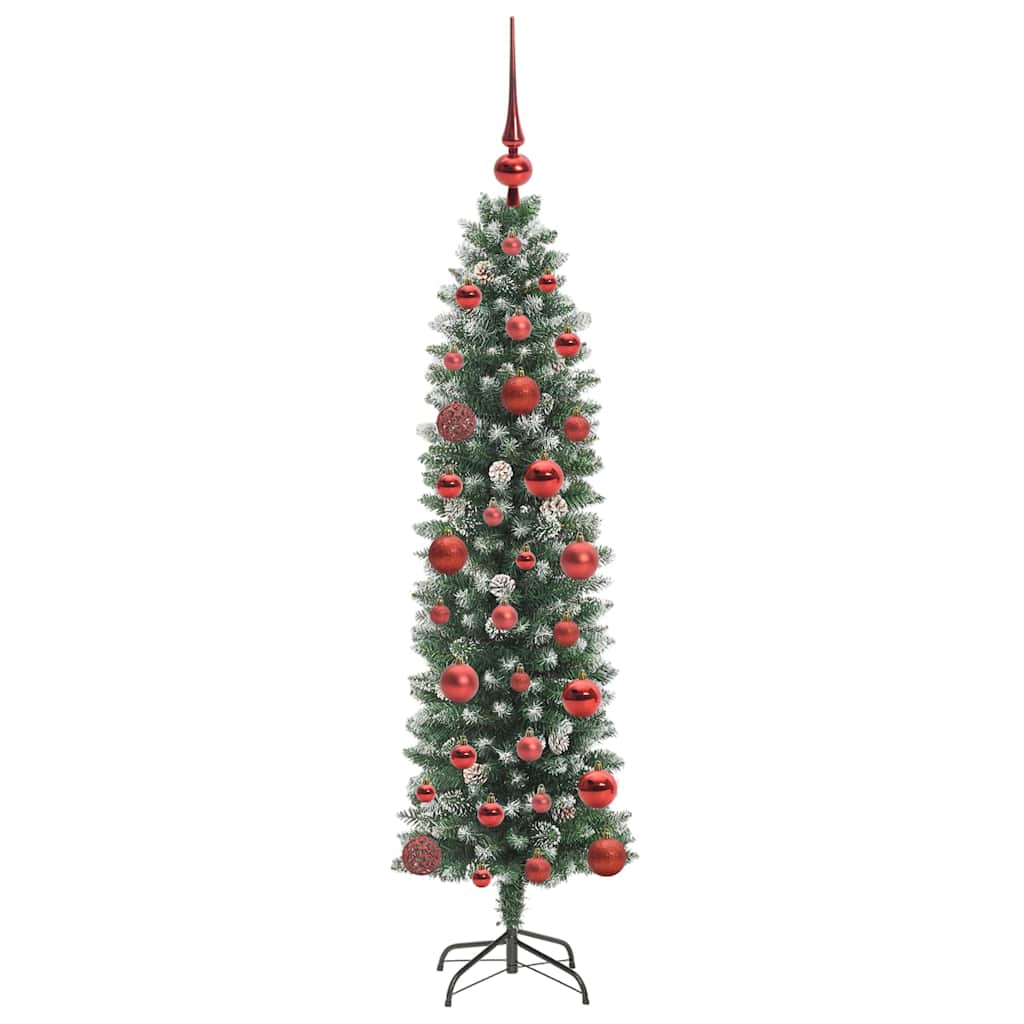 vidaXL Artificial Slim Christmas Tree Green and White 120 cm - 46293
