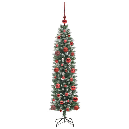 vidaXL Artificial Slim Christmas Tree Green and White 120 cm - 46293