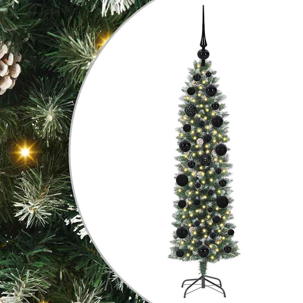 vidaXL Artificial Slim Christmas Tree Green and White 120 cm - 46306