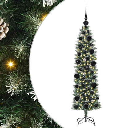 vidaXL Artificial Slim Christmas Tree Green and White 120 cm - 46306
