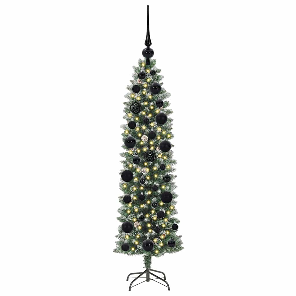 vidaXL Artificial Slim Christmas Tree Green and White 120 cm - 46306