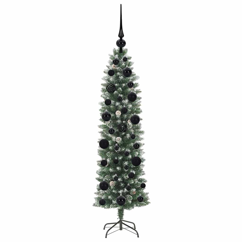vidaXL Artificial Slim Christmas Tree Green and White 120 cm - 46306