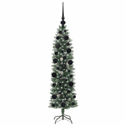 vidaXL Artificial Slim Christmas Tree Green and White 120 cm - 46306