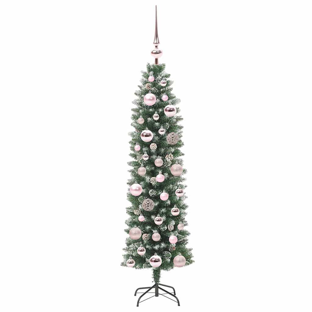 vidaXL Artificial Slim Christmas Tree Green and White 120 cm - 46311