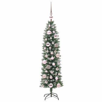 vidaXL Artificial Slim Christmas Tree Green and White 120 cm - 46311