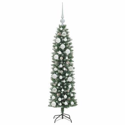 vidaXL Artificial Slim Christmas Tree Green and White 120 cm - 46313