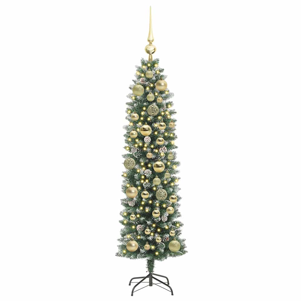 vidaXL Artificial Slim Christmas Tree Green and White 120 cm - 46314