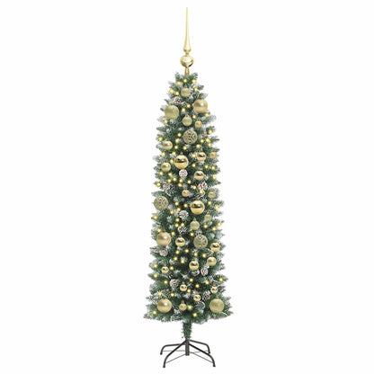 vidaXL Artificial Slim Christmas Tree Green and White 120 cm - 46314