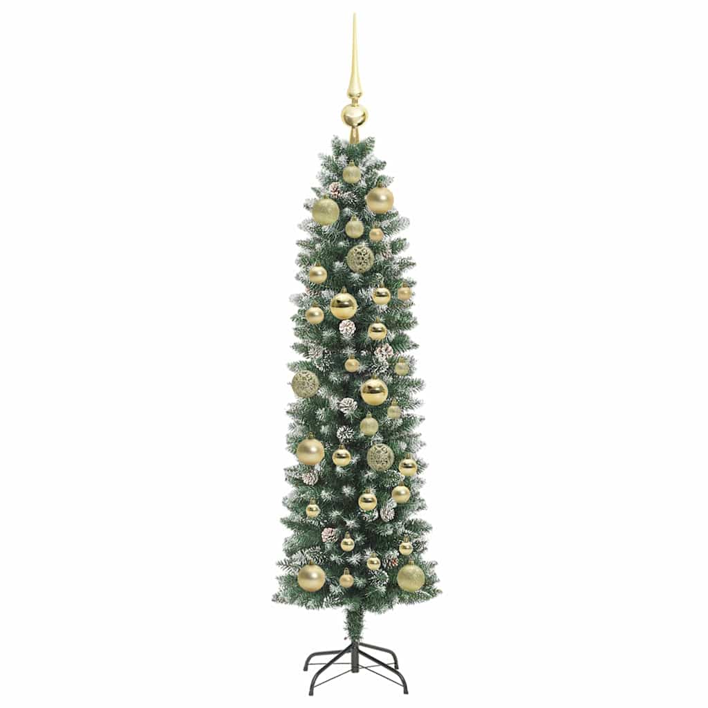 vidaXL Artificial Slim Christmas Tree Green and White 120 cm - 46314