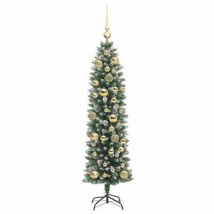 vidaXL Artificial Slim Christmas Tree Green and White 120 cm - 46314
