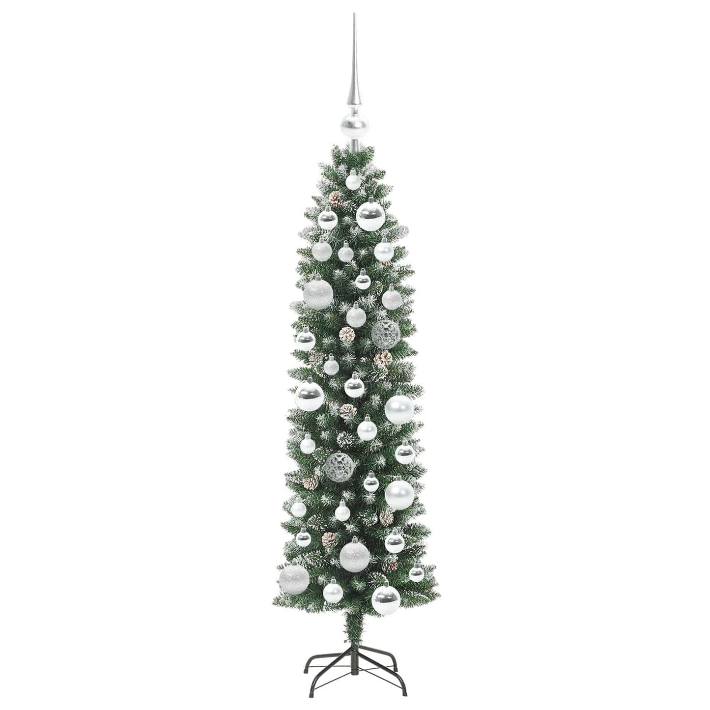 vidaXL Artificial Slim Christmas Tree Green and White 120 cm - 46315