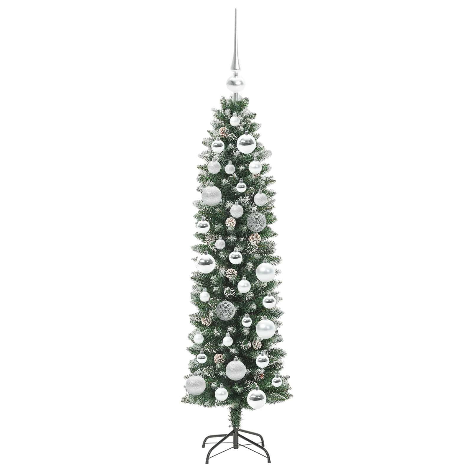 vidaXL Artificial Slim Christmas Tree Green and White 120 cm - 46315