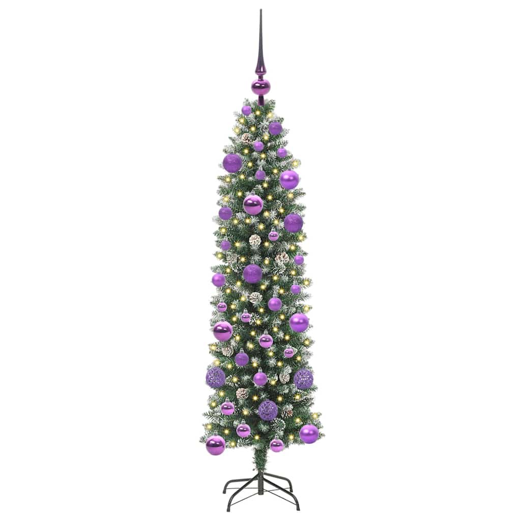vidaXL Artificial Slim Christmas Tree Green and White 120 cm - 46319