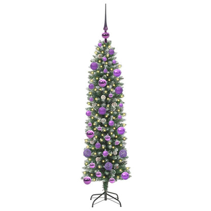vidaXL Artificial Slim Christmas Tree Green and White 120 cm - 46319