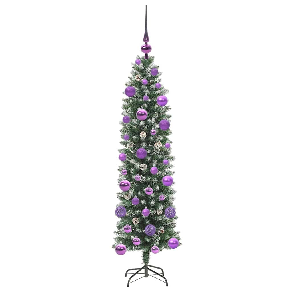 vidaXL Artificial Slim Christmas Tree Green and White 120 cm - 46319