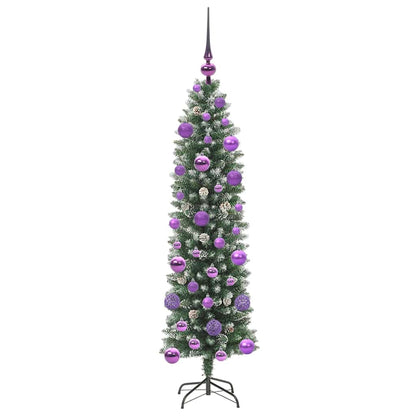 vidaXL Artificial Slim Christmas Tree Green and White 120 cm - 46319