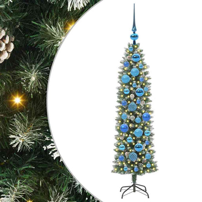 vidaXL Artificial Slim Christmas Tree Green and White 120 cm - 46330