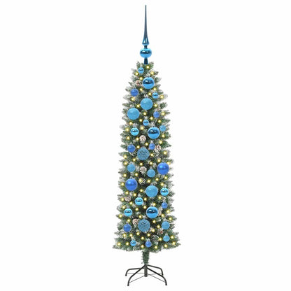 vidaXL Artificial Slim Christmas Tree Green and White 120 cm - 46330