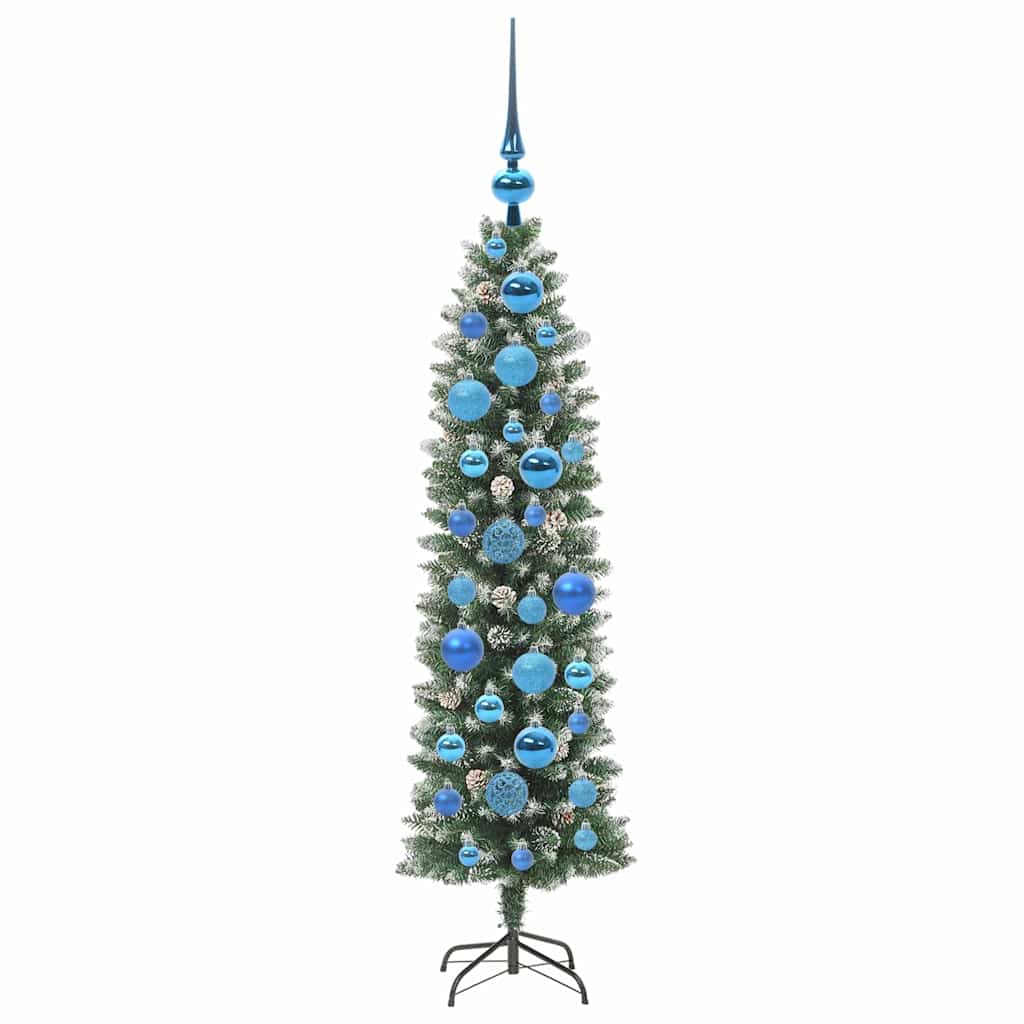 vidaXL Artificial Slim Christmas Tree Green and White 120 cm - 46330